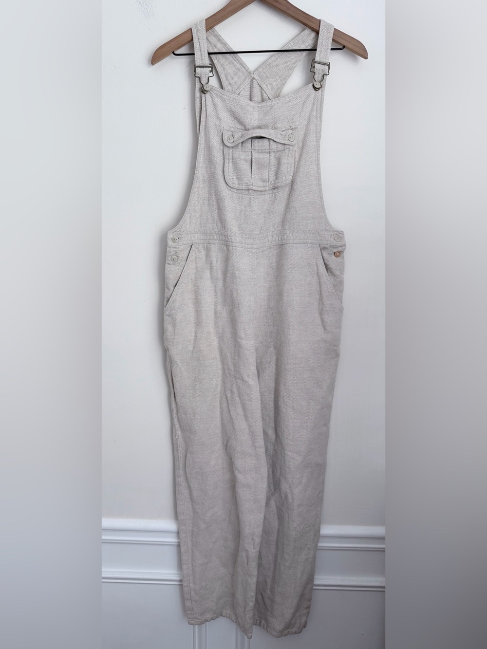 Regina Porter canvas Linen blend Jumpsuit vintage gardening lagenlook M